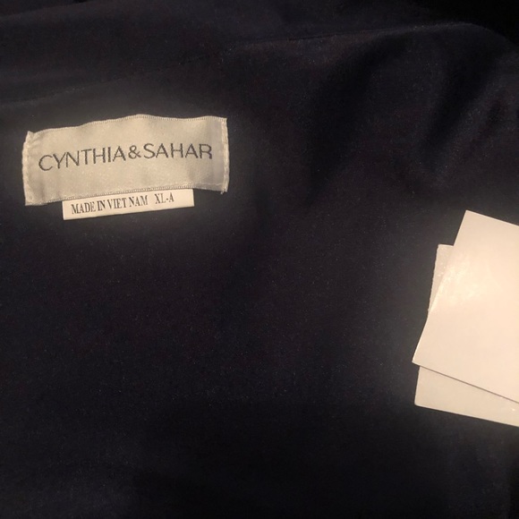 NWT Cynthia & Sahar One-Shoulder Stretch Satin Mermaid Dress Navy XL - Picture 9 of 12